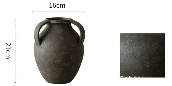 Gohobi Japanese Wabi-Sabi Three-Ear Ceramic Vase – Handmade Dried Flower Decorative Vase