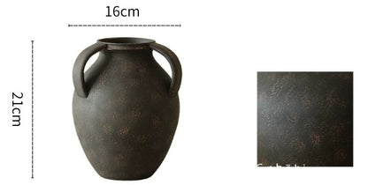 Gohobi Japanese Wabi-Sabi Three-Ear Ceramic Vase – Handmade Dried Flower Decorative Vase