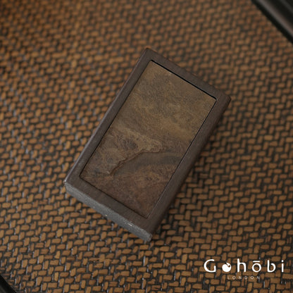 Gohobi Gohobi Ebony Rock Square Storage Tea Holder – Minimalist Tea Accessory & Calligraphy Desktop Ornament