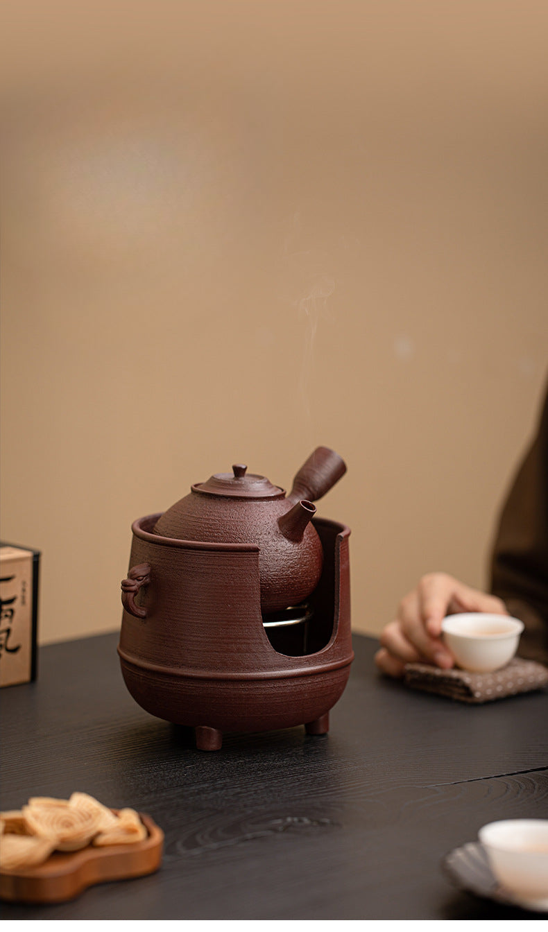 Gohobi Traditional Teapot and Stove Set 003 Old Rock Mud