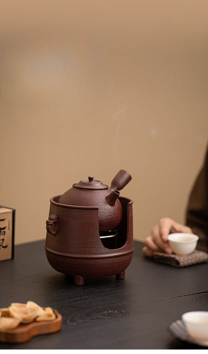 Gohobi Traditional Teapot and Stove Set 003 Old Rock Mud