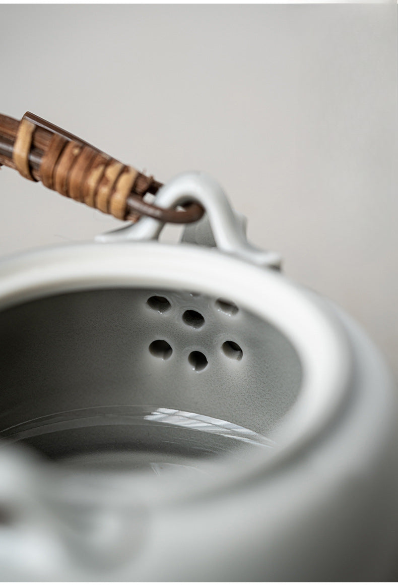 Gohobi Japanese Style Ice Grey and Green Teapot 006