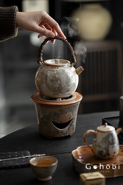 Gohobi Shino Kiln-Transformed Rattan Beam Teapot – Large Household Brewing Kettle
