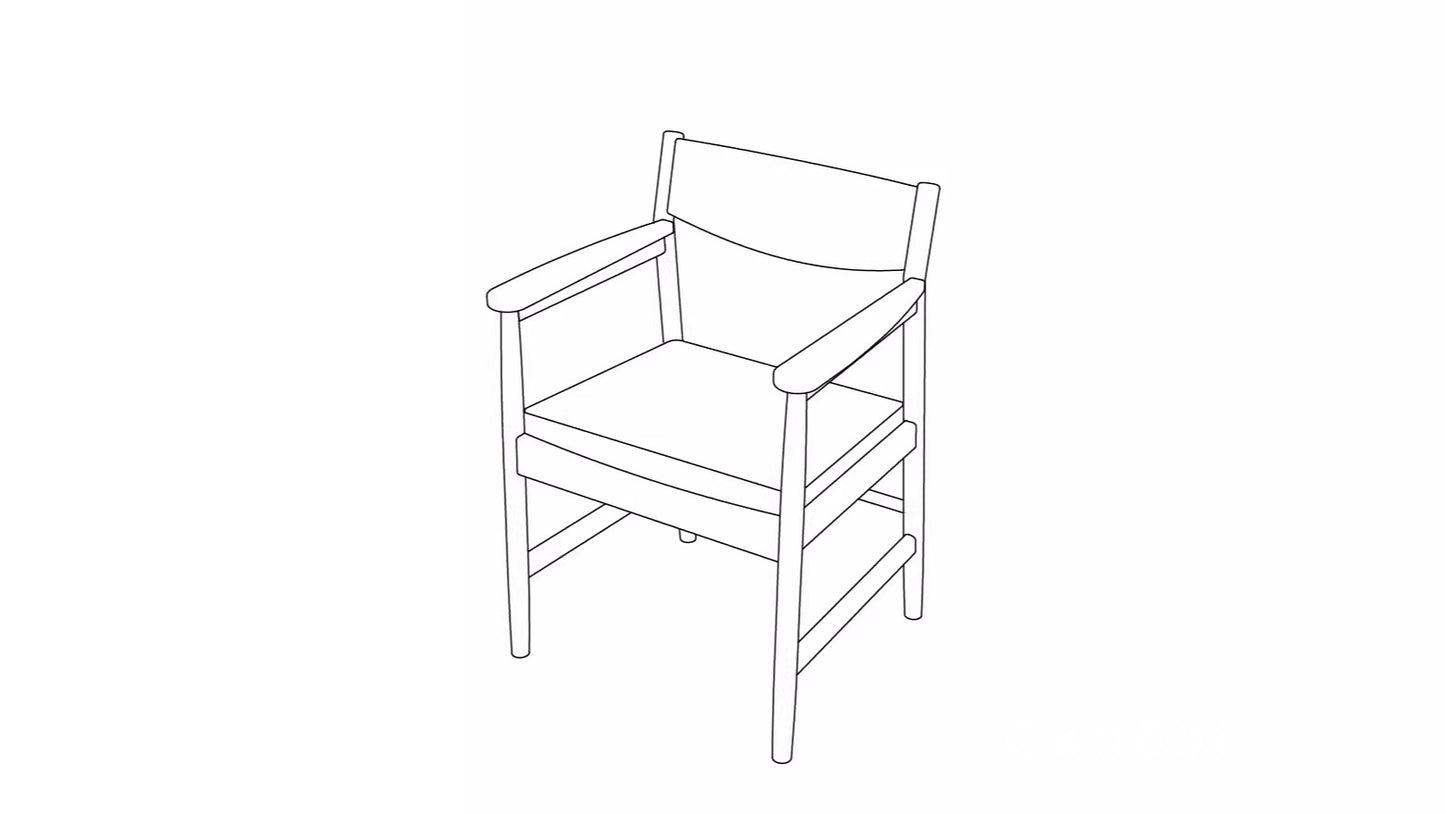 Gohobi Handmade Solid Wood Curved Armchair – Study Chair Office Seat Leisure Home Bedroom Chair | FSC Certified Furniture