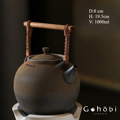 Gohobi Jingdezhen Firewood-Fired Teapot – Raw Ore Old Rock Mud Collector Kettle (1000ml)