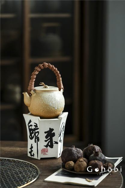 Gohobi Kiln-Changed Glaze Teapot – Pure Handmade White Mud Tea Brewer (900ml)