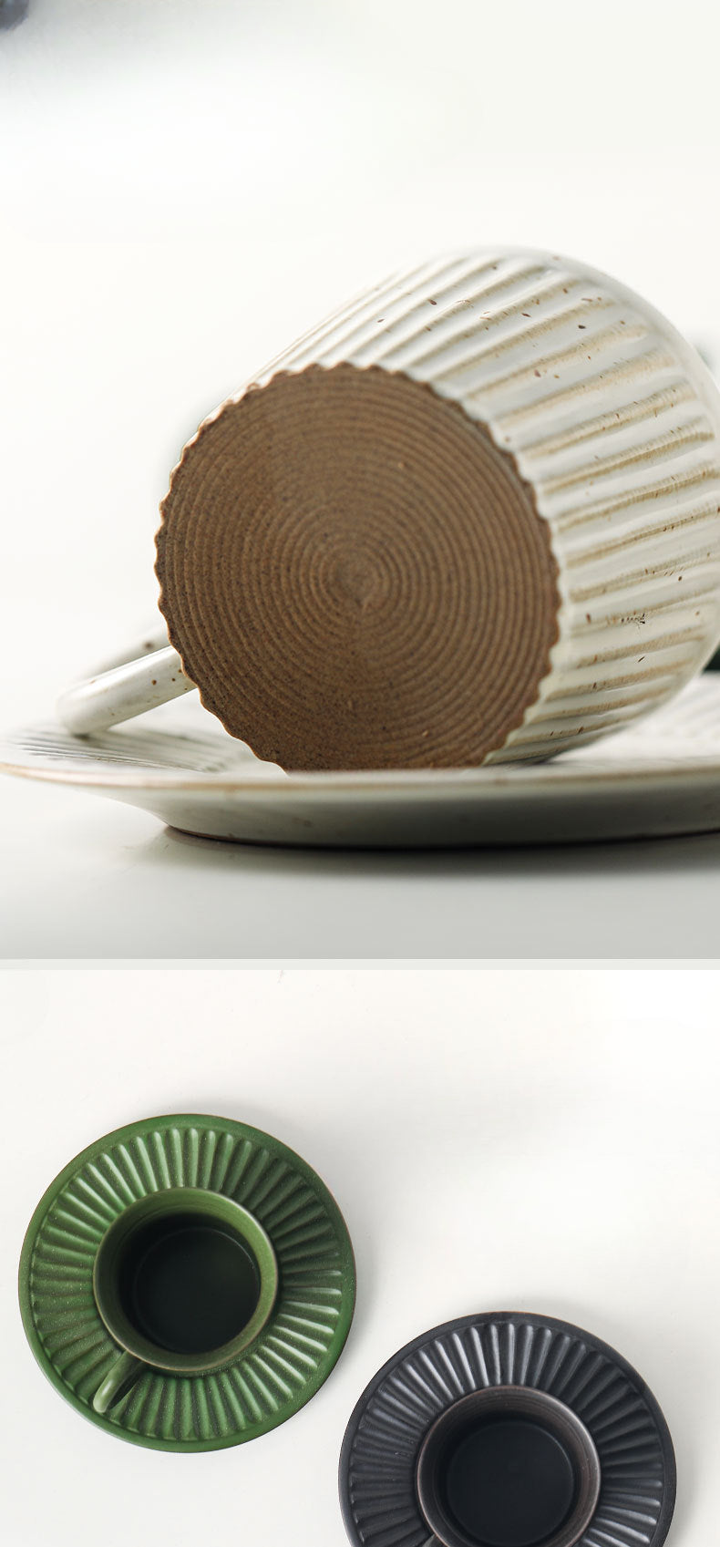 Gohobi Handmade Vintage Japanese Stoneware Coffee Mug and Saucer Set