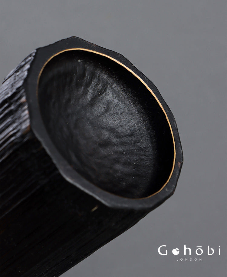 Gohobi Bamboo Woven Tea Cup Holder Basket – Zen Style Tea Set Storage Tube & Chopstick Basket