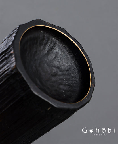 Gohobi Bamboo Woven Tea Cup Holder Basket – Zen Style Tea Set Storage Tube & Chopstick Basket