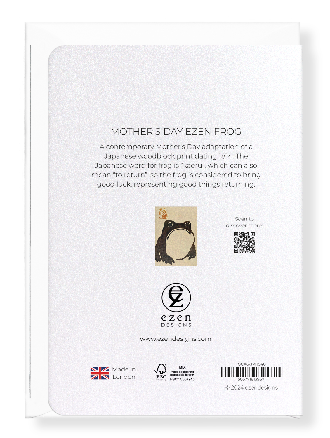 Ezen Designs MOTHER'S DAY EZEN FROG: Greeting Card [Made in the UK]
