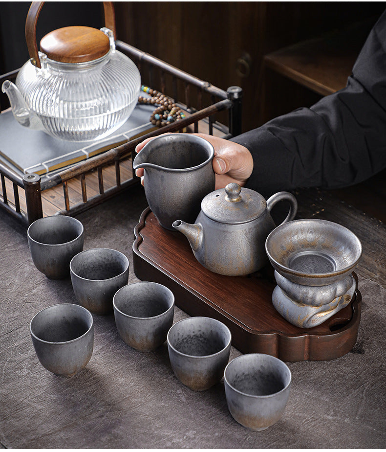 Gohobi Handmade Metallic Glaze Ceramic Tea Filter and Pitcher