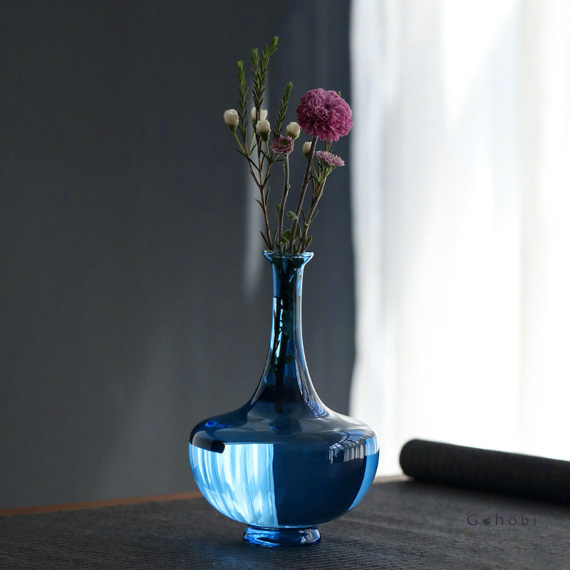 Gohobi Classic Large Blue Glass Vase