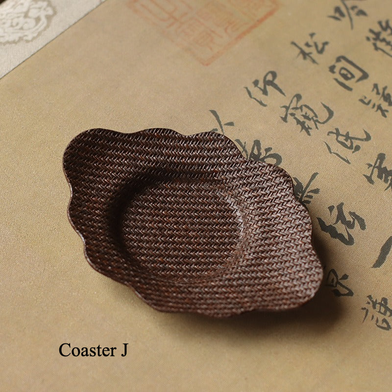 Gohobi Handmade Bamboo Cup Coasters Placemats – Rattan Tea Coaster Heat Insulation Pad