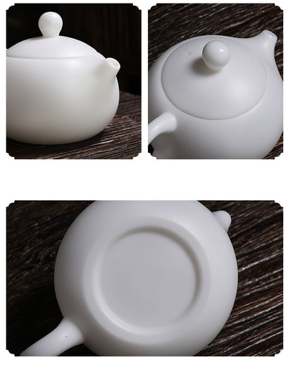 Gohobi Handmade Jade White Ceramic Teaware Teapot Tea cup