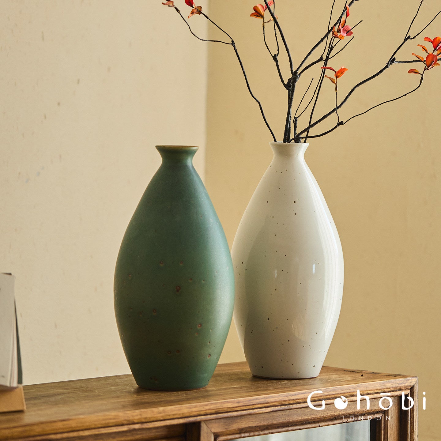 Gohobi Medieval Retro Ceramic Vase – Handmade Decorative Flower Vase for Home and Living Room