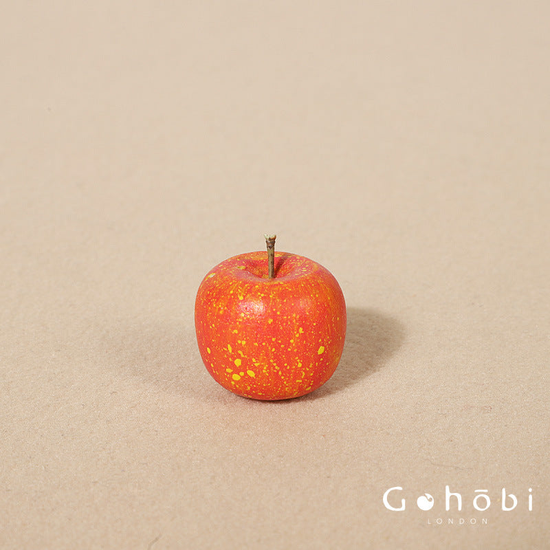 Gohobi Handcrafted Wooden Apple Ornament – Handmade Solid Wood Fruit Sculpture Home Decor