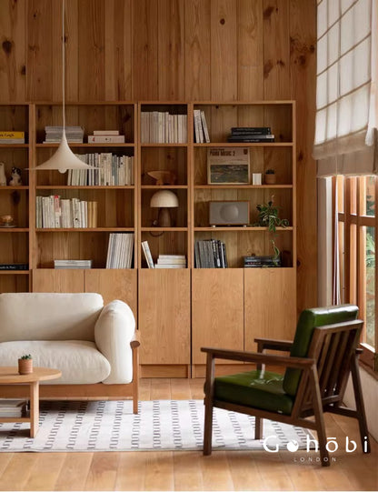 Gohobi Handmade Solid Wood Storage Cabinet – Multi-Layer Wooden Shelving Unit for Living Room or Study | FSC Certified Furniture