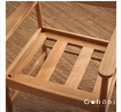 Gohobi Handmade Solid Wood Curved Armchair – Study Chair Office Seat Leisure Home Bedroom Chair | FSC Certified Furniture