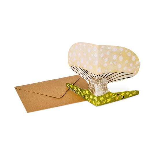 Mortlake Papers Spring Mushroom Die-Cut Greetings Card [Made in the UK]