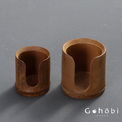 Gohobi Bamboo Woven Tea Cup Holder Basket – Zen Style Tea Set Storage Tube & Chopstick Basket