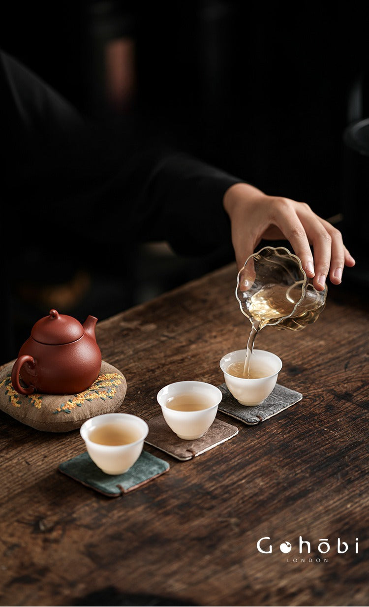 Gohobi Japanese Style Tea Coaster – Retro Fabric Tea Cup Mat for Tea Ceremony