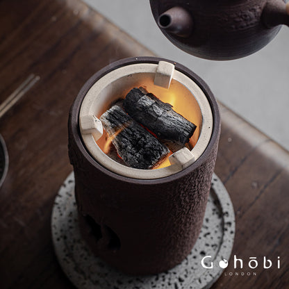 Gohobi Coarse Pottery Wind Stove Tea Set – Japanese Retro Charcoal-Style Kettle