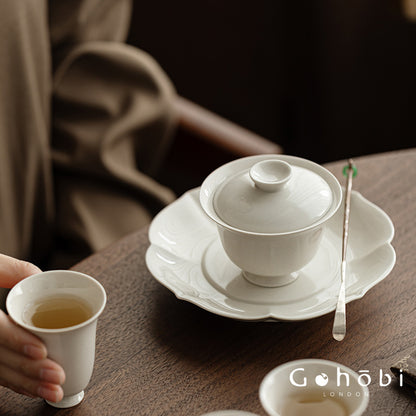 Gohobi Plant Ash Glaze High Foot Gaiwan – Song Style Handmade Literati Tea Bowl