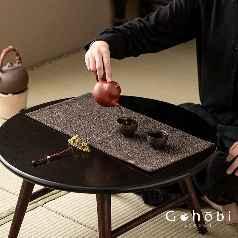 Gohobi Xiangyun Silk Tea Table Mat – Handmade Double-Sided Silk Tea Runner Zen Style