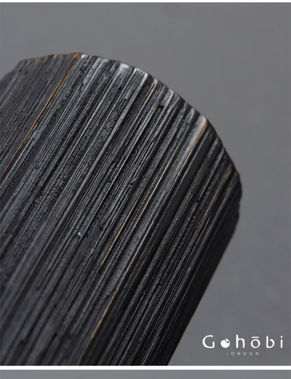 Gohobi Bamboo Woven Tea Cup Holder Basket – Zen Style Tea Set Storage Tube & Chopstick Basket