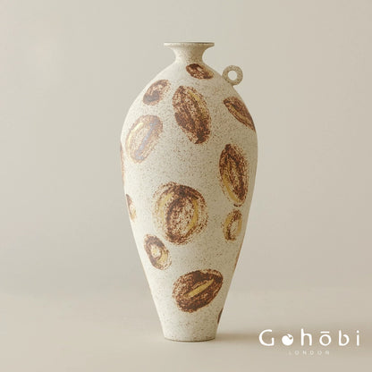 Gohobi Wabi-Sabi Sand Texture Large Vase – Handmade Jingdezhen Ceramic Flower Vessel