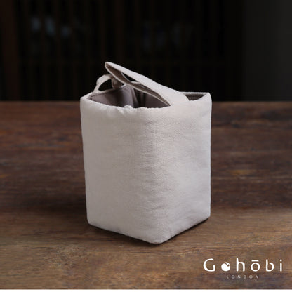 Gohobi Classic Travel Teaware Bag – Plain Cotton Tea Set Storage & Outdoor Carry Case