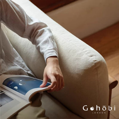 Gohobi Nordic Solid Wood Fabric Sofa – Handmade Double Sofa for Living Room or Small Apartment | FSC Certified Furniture