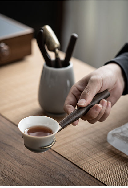 Gohobi Wooden Gongfu Tea Tools Set with Ice Grey Holder