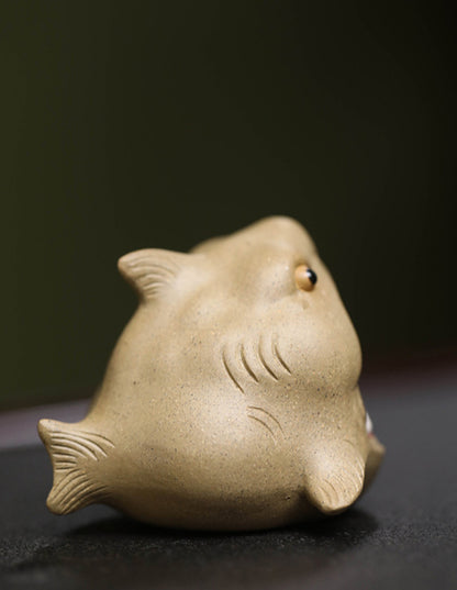 Gohobi Handmade Ceramic YiXing Clay Shark Fish Ornament Tea pet