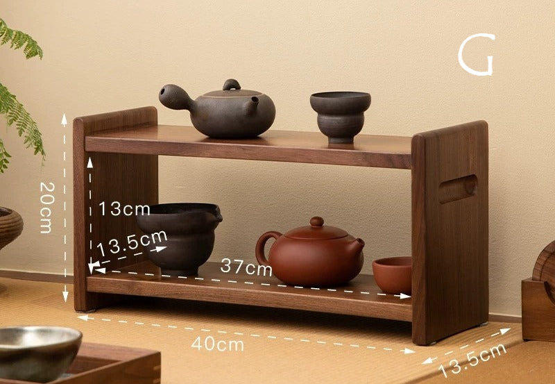 Gohobi Black Walnut Storage Cabinet – Solid Wood Medieval Style Tea and Tableware Cabinet