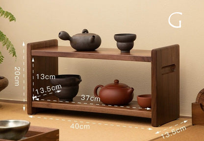 Gohobi Black Walnut Storage Cabinet – Solid Wood Medieval Style Tea and Tableware Cabinet