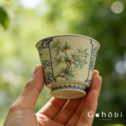 Gohobi Jingdezhen Blue and White Porcelain Gaiwan or Teacup – Hand-Painted Ceramic Tea Ware