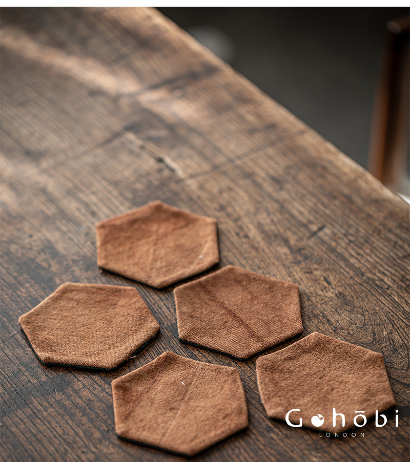 Gohobi Grass and Wood Tie-Dye Tea Coaster – Handmade Fabric Cup Holder Heat Insulation Pad