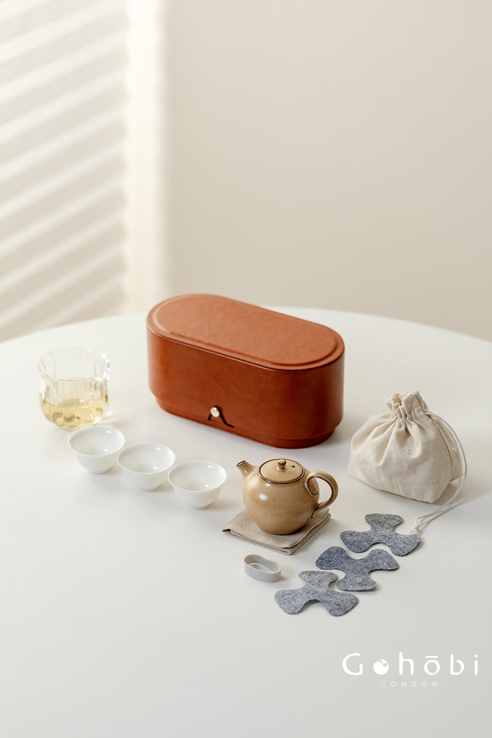 Gohobi Gallery Collection – Portable Gongfu Travel Tea Set with Leather Case