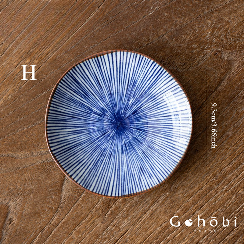 Gohobi Japanese Hosami Yaki Blue & White Small Bowl Set [Made in Japan] – Six-Piece Gift Box