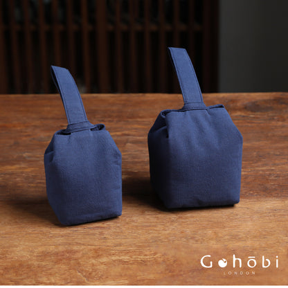 Gohobi Classic Travel Teaware Bag – Plain Cotton Tea Set Storage & Outdoor Carry Case