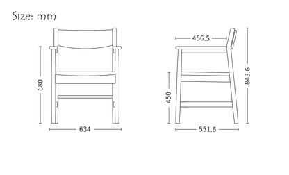 Gohobi Handmade Solid Wood Curved Armchair – Study Chair Office Seat Leisure Home Bedroom Chair | FSC Certified Furniture