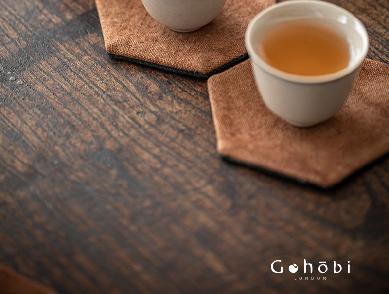 Gohobi Grass and Wood Tie-Dye Tea Coaster – Handmade Fabric Cup Holder Heat Insulation Pad