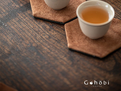 Gohobi Grass and Wood Tie-Dye Tea Coaster – Handmade Fabric Cup Holder Heat Insulation Pad