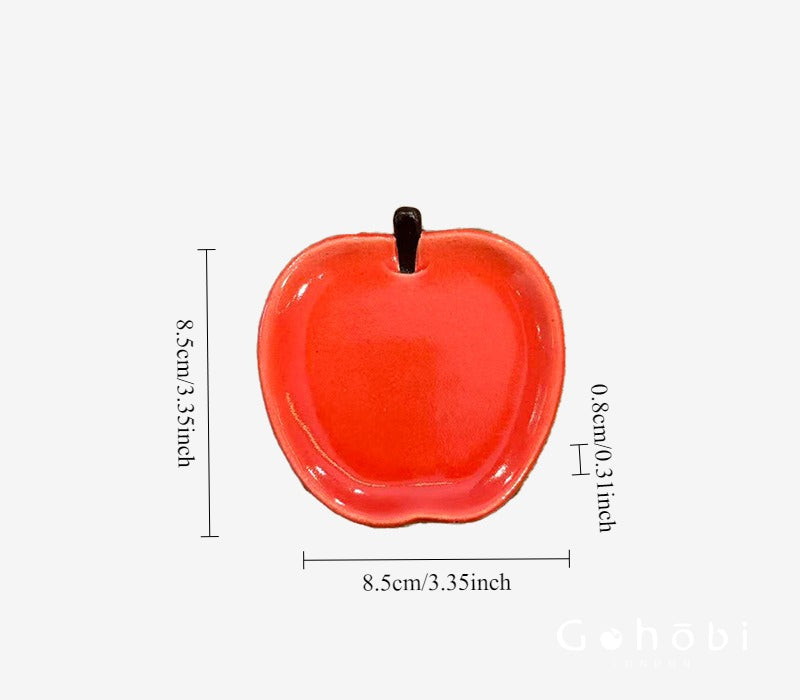 Gohobi Japanese Minoya Ceramic Small Dessert Plate Sheep and Apple Shaped [Made in Japan]