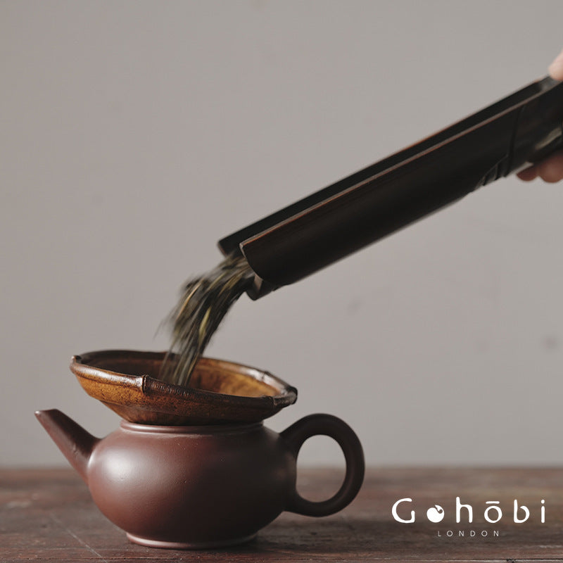 Gohobi Lacquer Handmade Bamboo Tea Funnel – Natural Large Bamboo Tea Utensil for Gongfu Tea