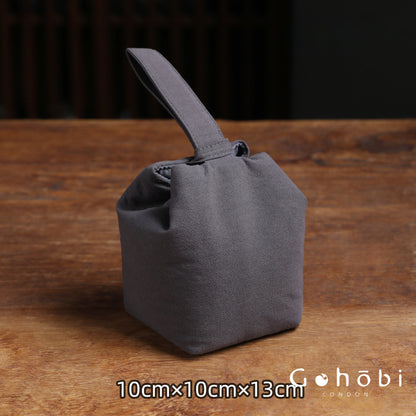 Gohobi Classic Travel Teaware Bag – Plain Cotton Tea Set Storage & Outdoor Carry Case