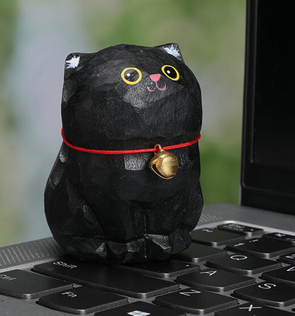 Gohobi Handcrafted Large Wooden Black Cat Ornament