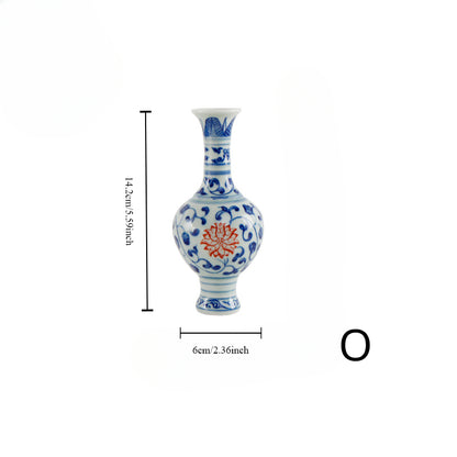 Gohobi Hand-painted Blue and White Porcelain Vase (Red Flowers)