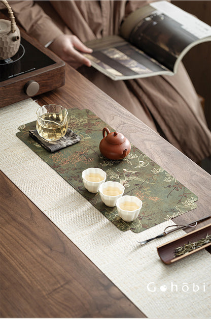 Gohobi Xiangyun Silk Tea Table Runner – Double-Sided Tea Mat Dry Brew Cloth